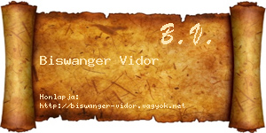 Biswanger Vidor névjegykártya